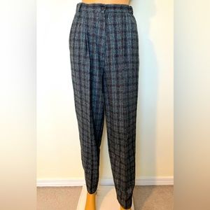 60s/70s Vtg-Pleated, Wool, Plaid, High Rise, Retro,‎ USA, Dress, Pants. Sz-11/12